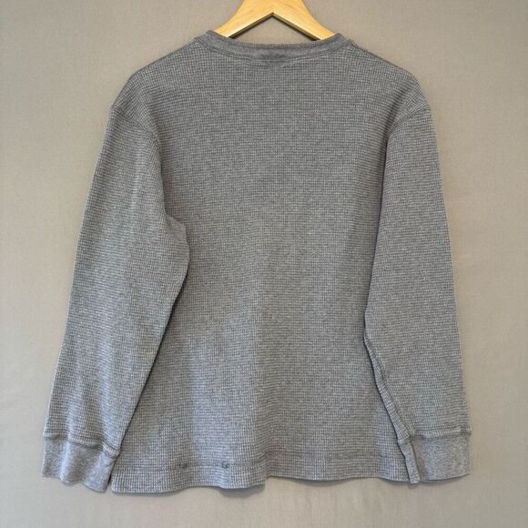 L.L. Bean Adult Thermal Henley Long Sleeve Sweater Gray Size Large 100% Cotton - Picture 6 of 9
